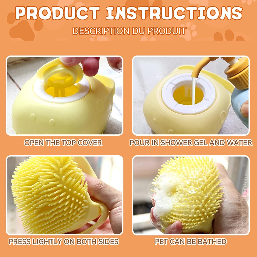 Soft Silicone Pet Bath Brushats Shower Grooming Tool